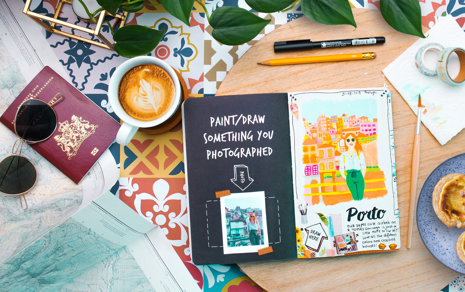 The Adventure Book pages Portugal paint draw travel journal