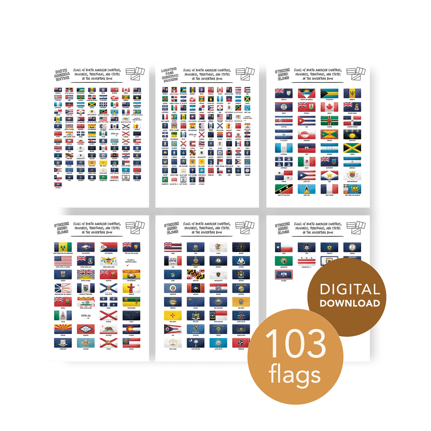Printable North America Flags Set (Digital Download) - The Adventure Book